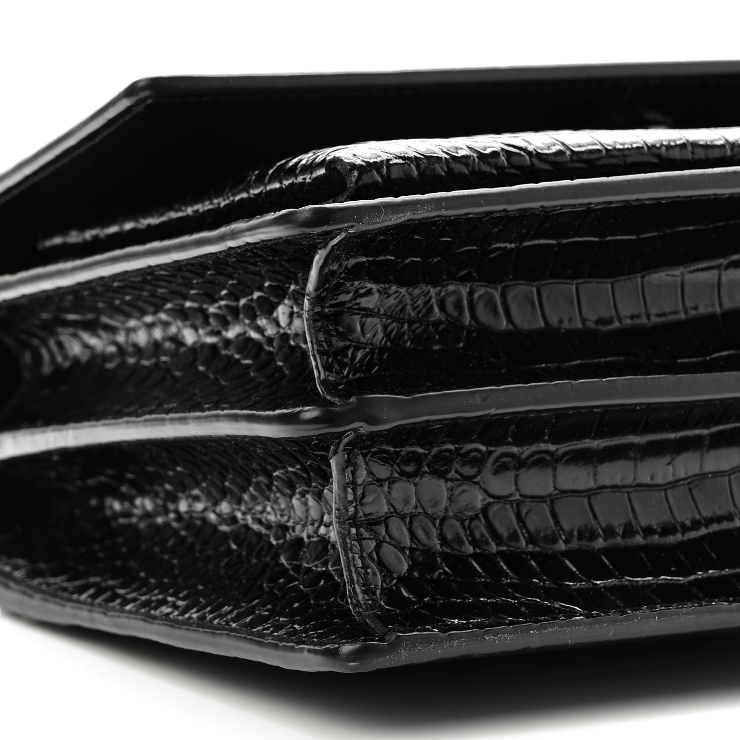 Saint Laurent Calfskin Crocodile Embossed Medium Monogram Sunset Black 8 of 9