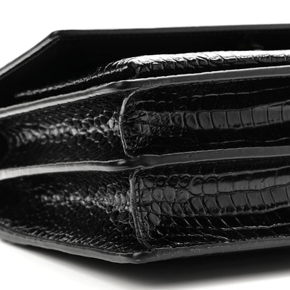 Saint Laurent Calfskin Crocodile Embossed Medium Monogram Sunset Black 8 of 9