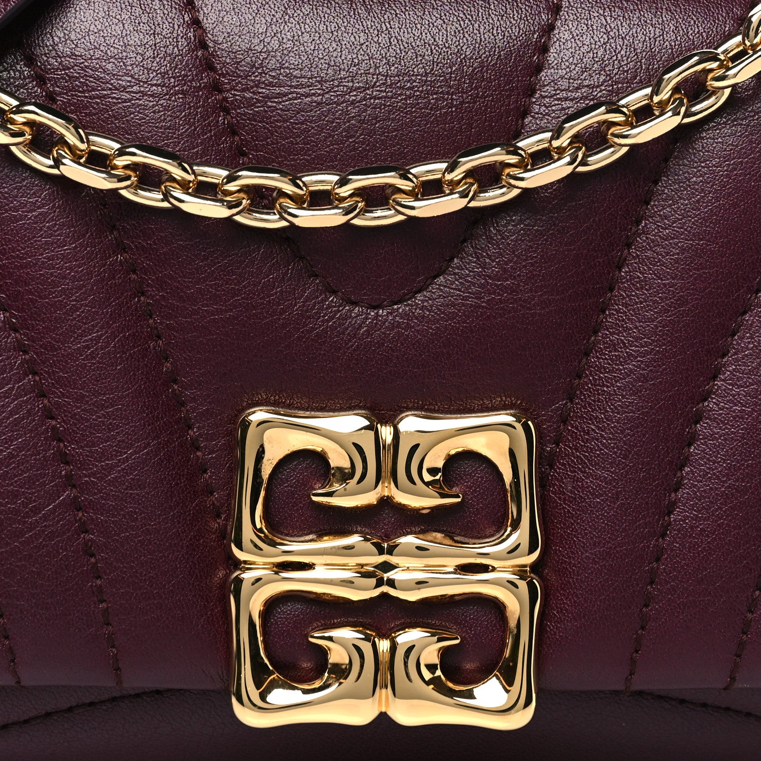Givenchy Calfskin Quilted Small 4G Liquid Wallet On Chain Oxblood 7 of 9