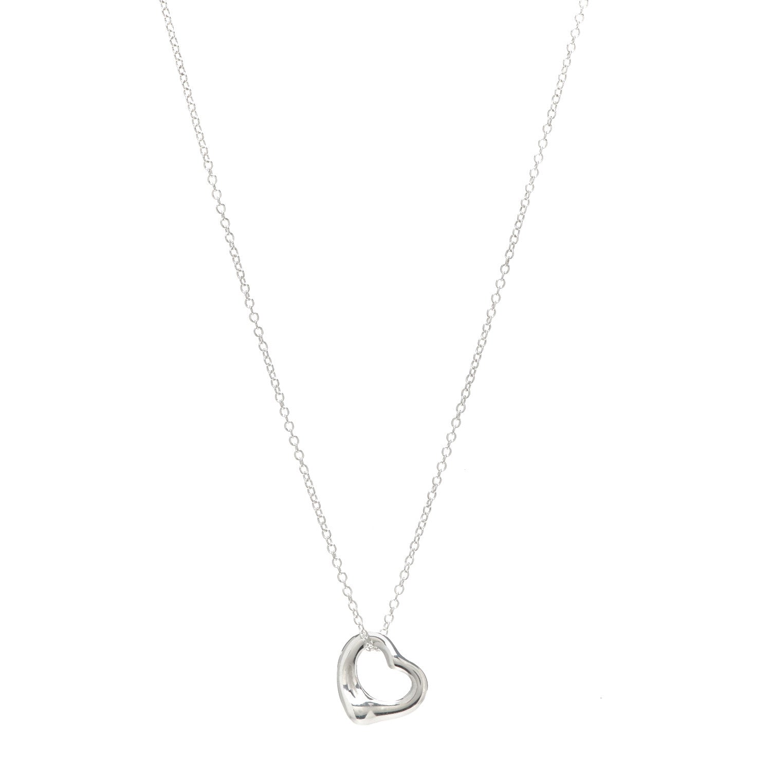 Tiffany Sterling Silver 11mm Elsa Peretti Open Heart Pendant Necklace 1 of 5