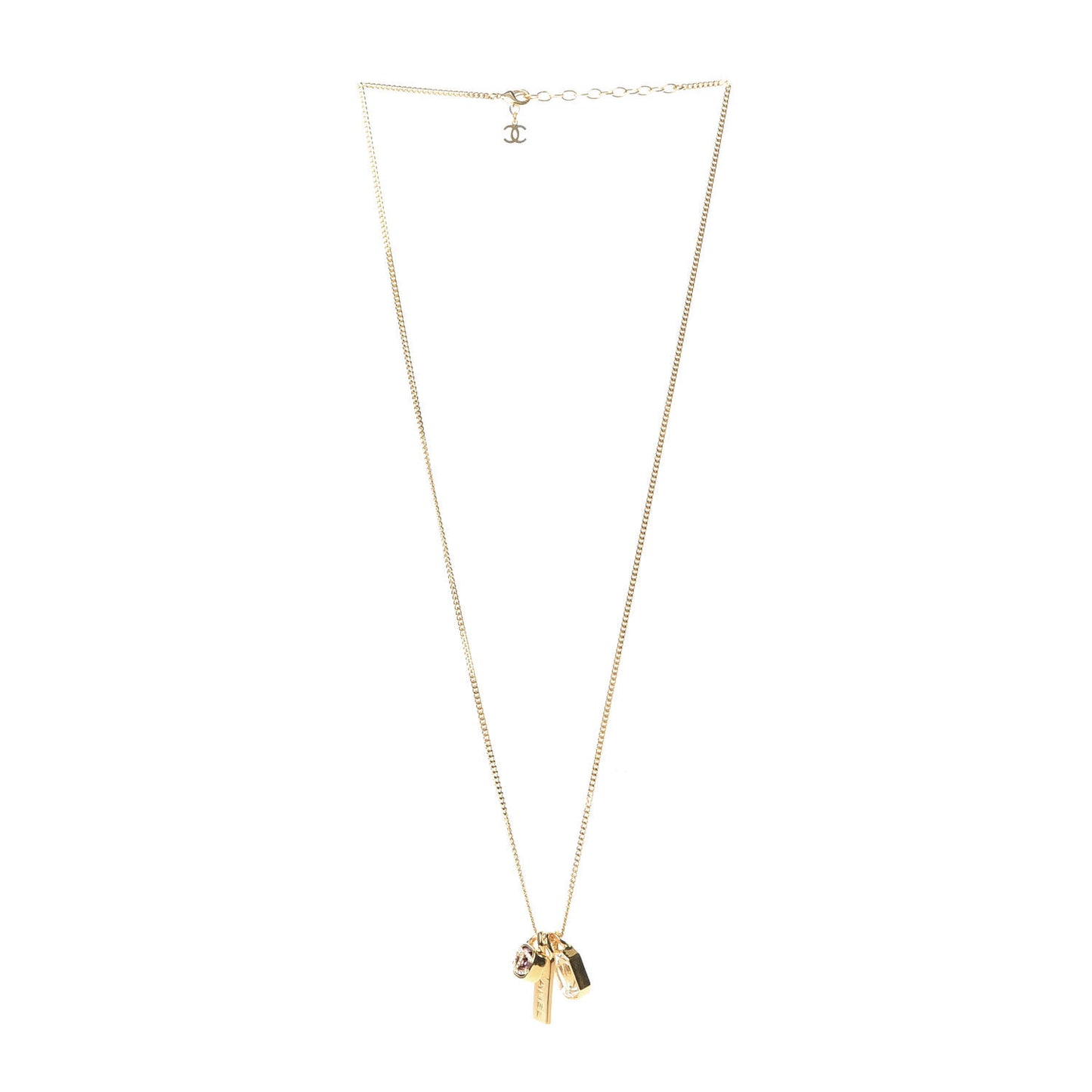 Metal Crystal Charm Necklace Purple Gold