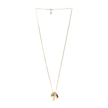 Chanel Metal Crystal Charm Necklace Purple Gold 3 of 7