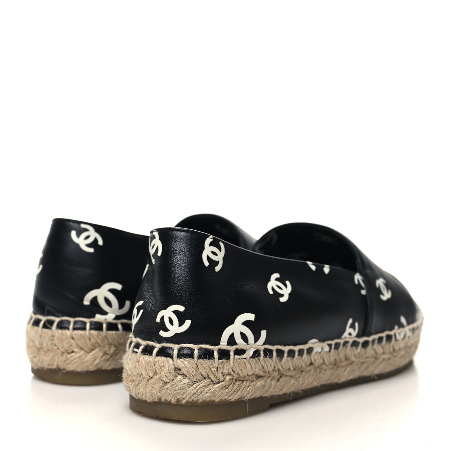 Lambskin Printed CC Espadrilles 38 Black White