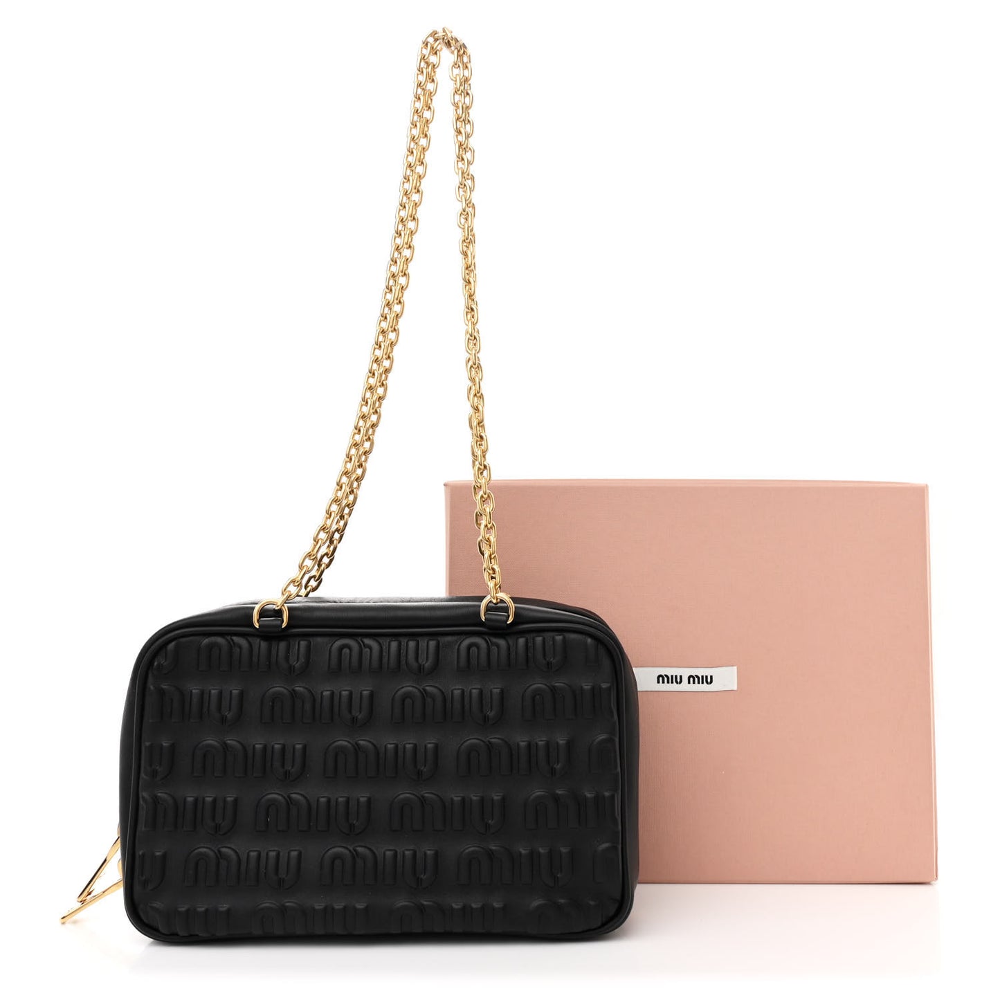 Softy Calfskin Logo Embossed Camera Bag Black