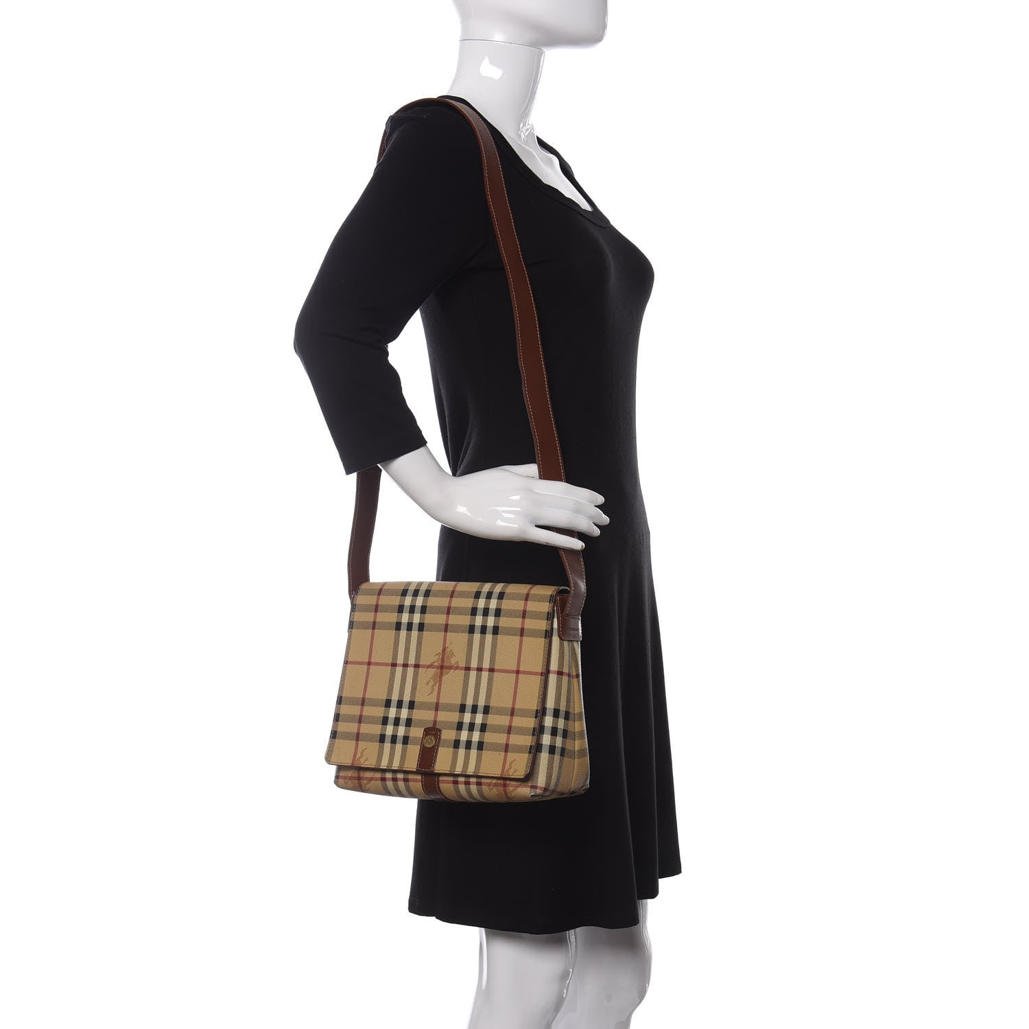 Burberry Haymarket Check Crossbody Bag Brown 2 of 10