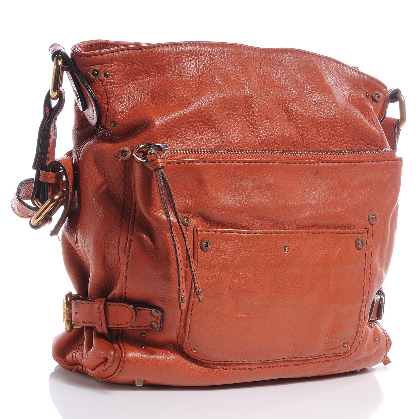 Leather Large Paddington Shoulder Bag Orange