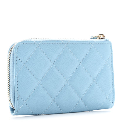 Chanel Caviar Quilted Zipped Key Holder Case Light Blue 3 of 8