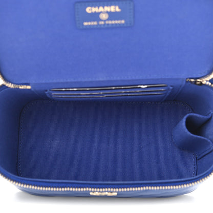 Chanel Lambskin Quilted Small Top Handle Vanity Case With Chain Blue 5 of 11