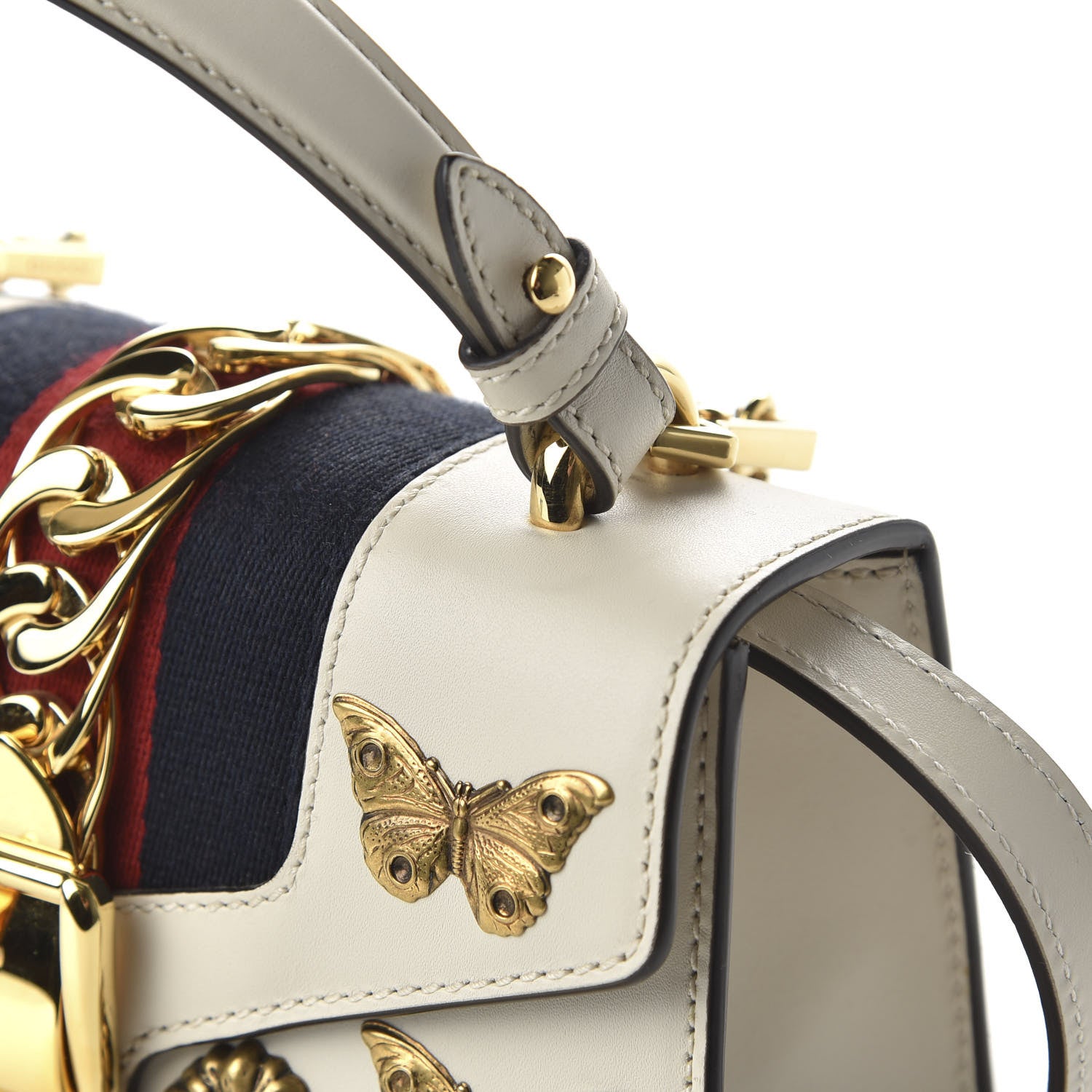 Gucci Calfskin Animal Studs Mini Sylvie Top Handle Bag White 12 of 12