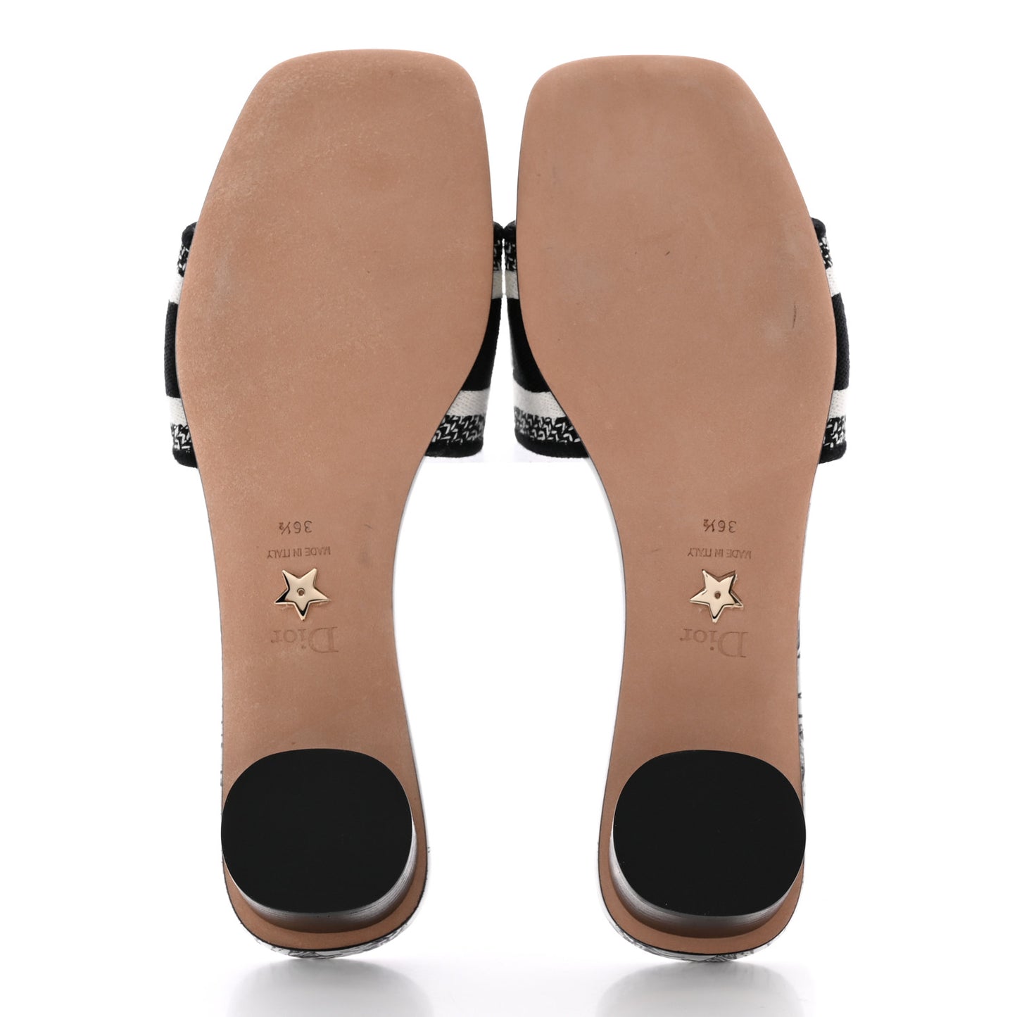 Canvas Dioriviera Embroidered Dway 35mm Slide Sandals 36.5 Black Multicolor