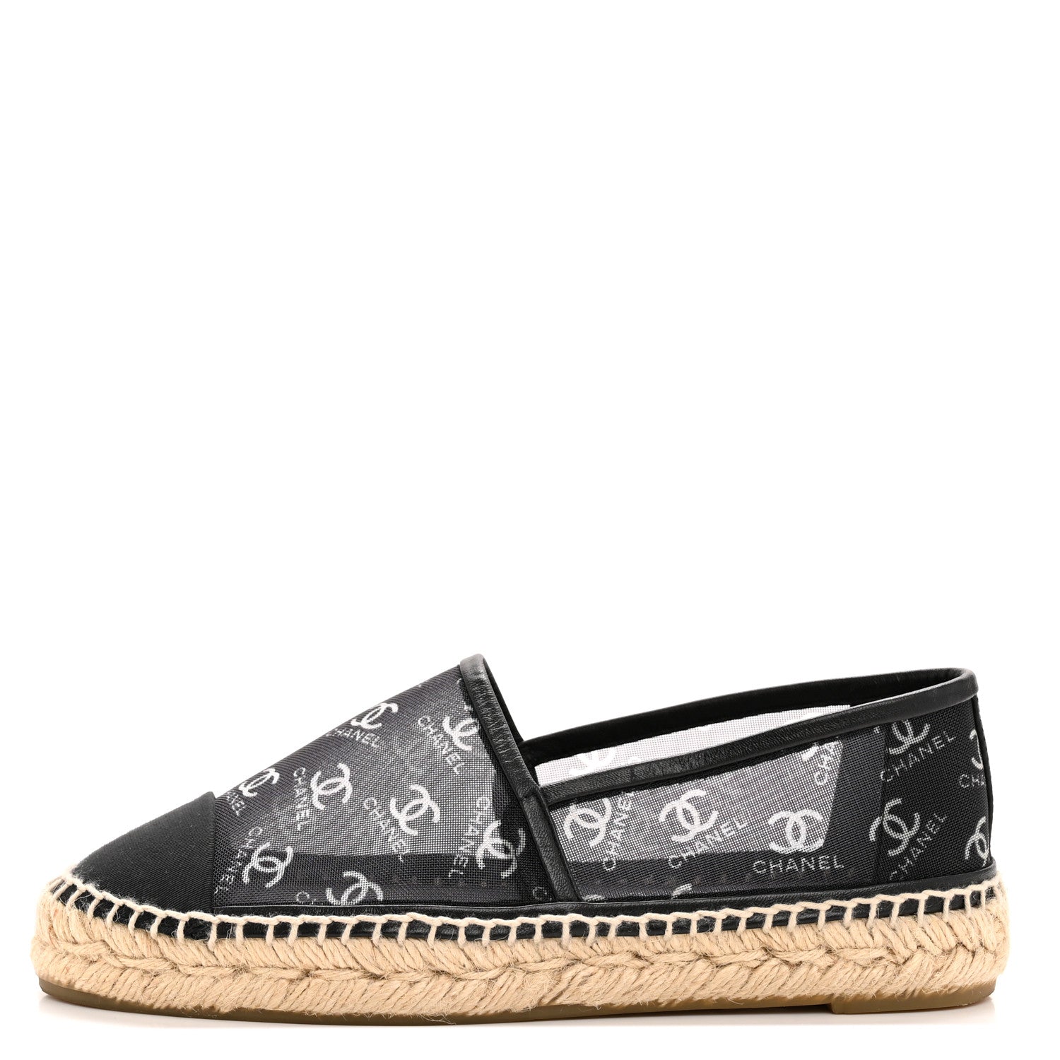 Chanel Mesh Grosgrain CC Espadrilles 36 Black White 1 of 9