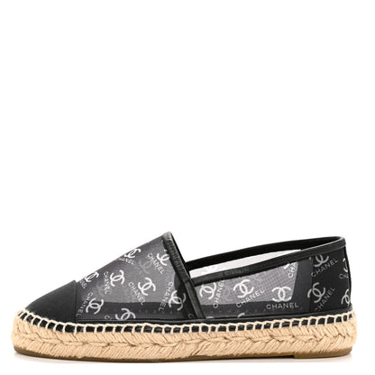 Chanel Mesh Grosgrain CC Espadrilles 36 Black White 1 of 9