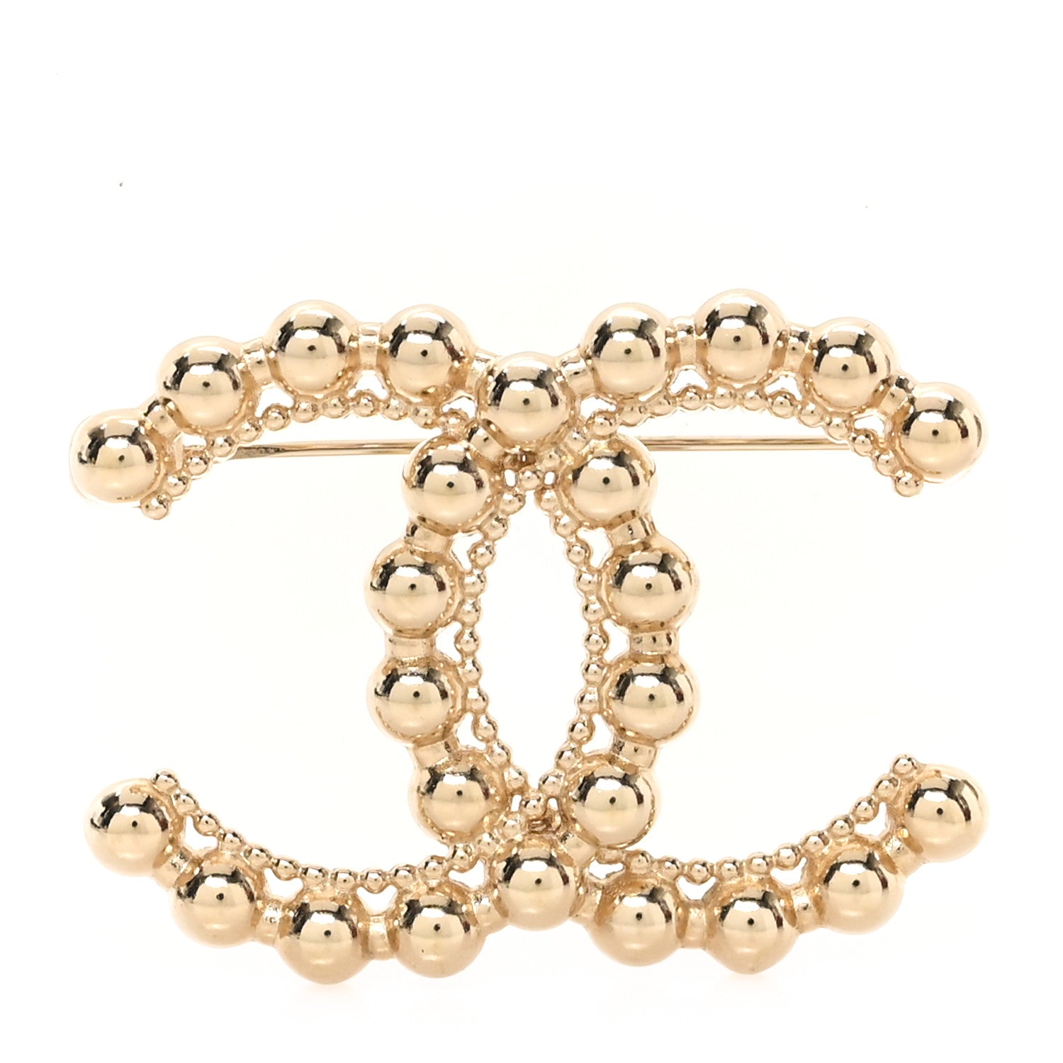 Chanel Metal Beaded CC Brooch Gold 1 of 3