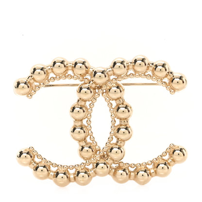 Chanel Metal Beaded CC Brooch Gold 1 of 3