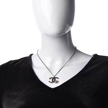 Chanel Enamel CC Camellia Necklace Silver Black 2 of 5