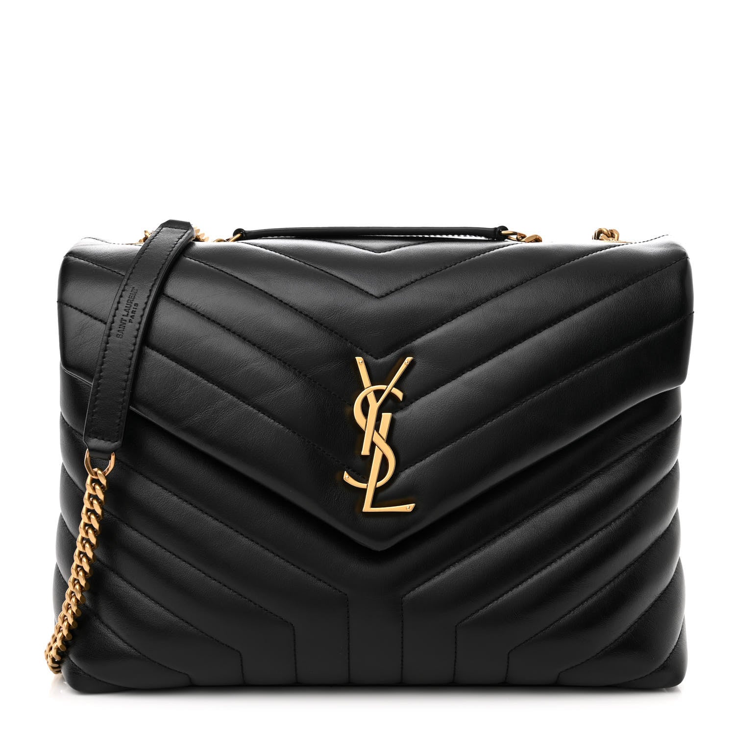 Saint Laurent Calfskin Y Quilted Monogram Medium Loulou Chain Satchel Black 1 of 10