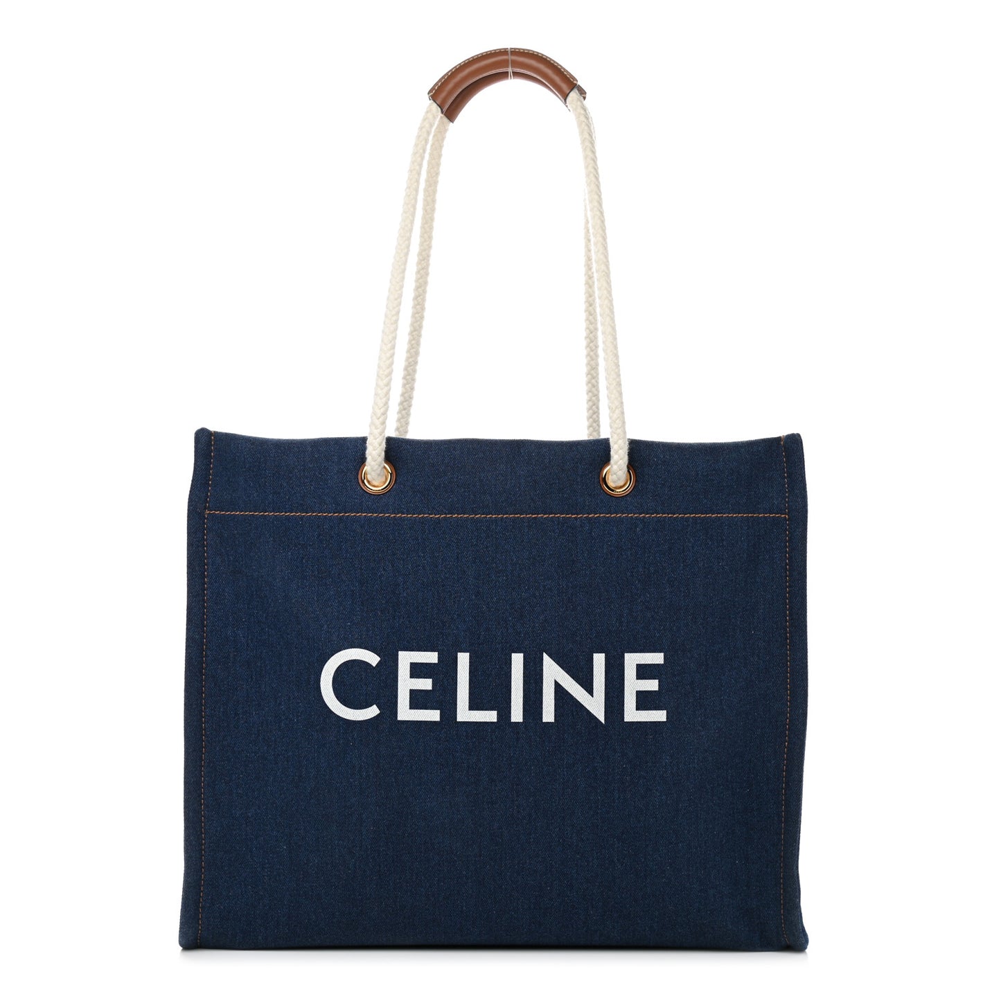Denim Horizontal Cabas Navy Tan