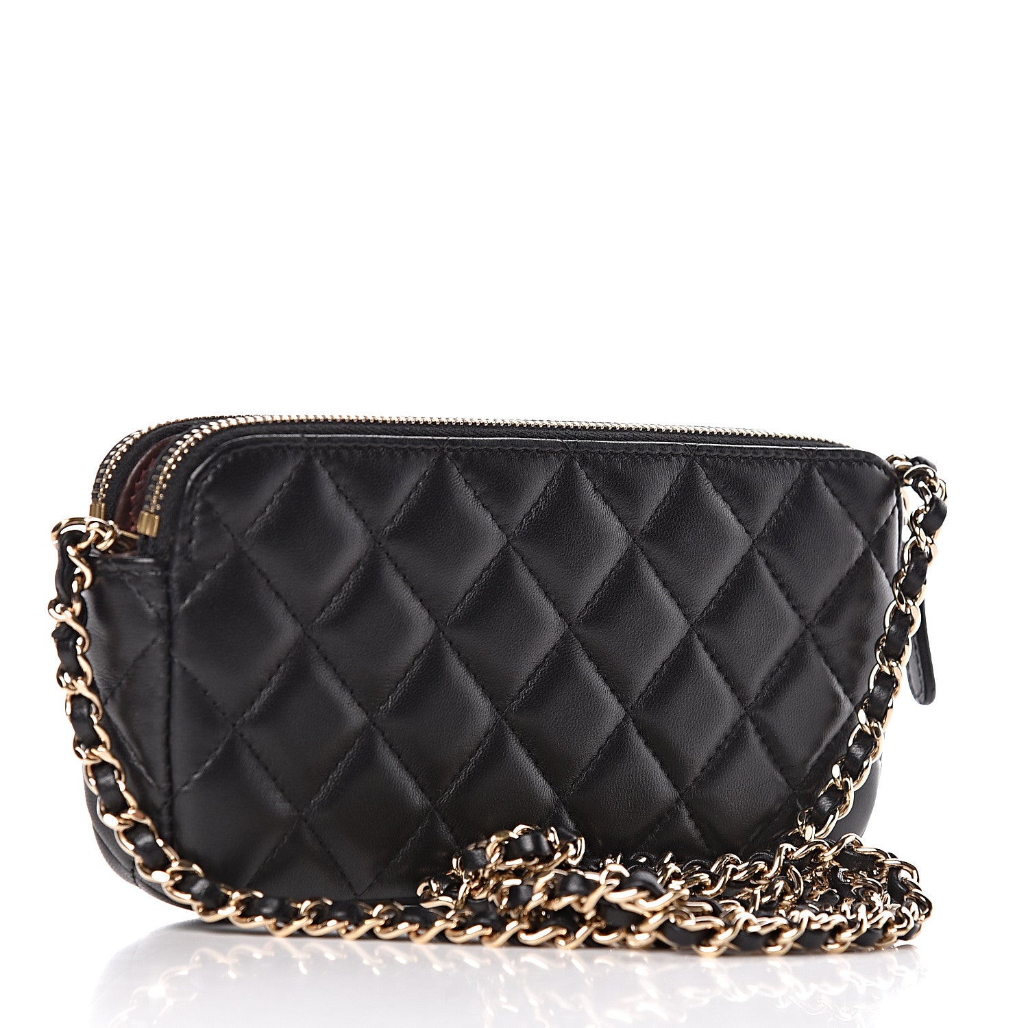Chanel Lambskin Quilted Small Clutch With Chain Black 3 of 17