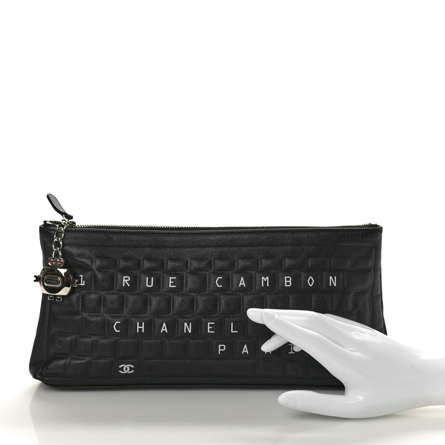 Metallic Calfskin Keyboard Pouch Black