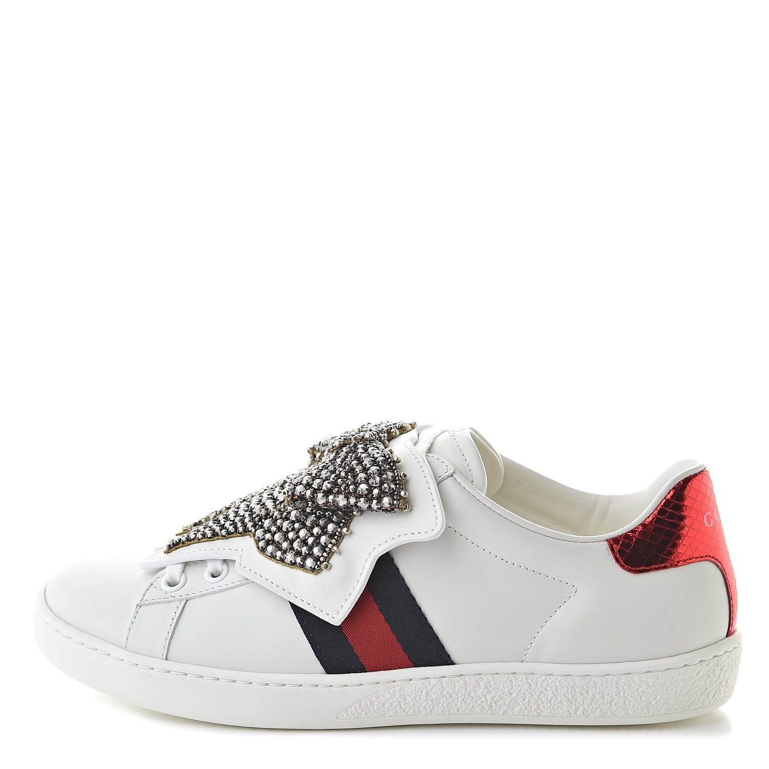 Gucci Calfskin Ayers Web Womens Ace Bow Lace Sneakers 36 White 1 of 11