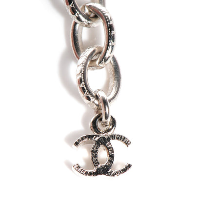 Chanel Crystal Baguette CC Double Strand Necklace Silver Blue 6 of 8