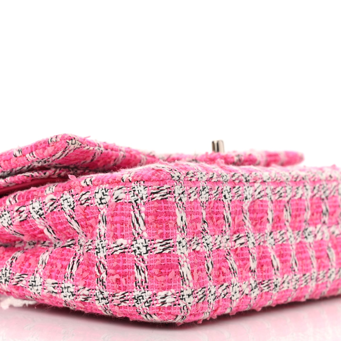 Tweed Quilted Medium Double Flap Hot Pink