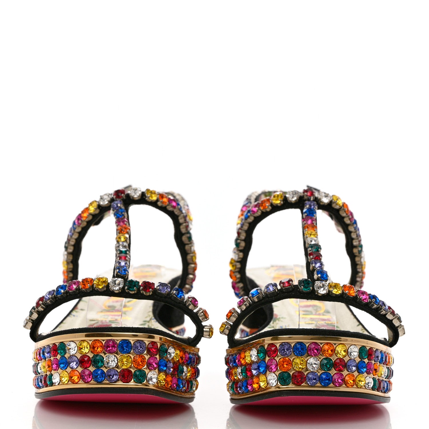 Gucci Kid Scamosciato Crystal Mira Platform Sandals 37 Multicolor 2 of 9