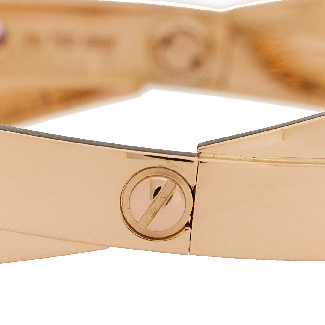 18K Pink Gold Diamond Pink Sapphire Double LOVE Bracelet 16