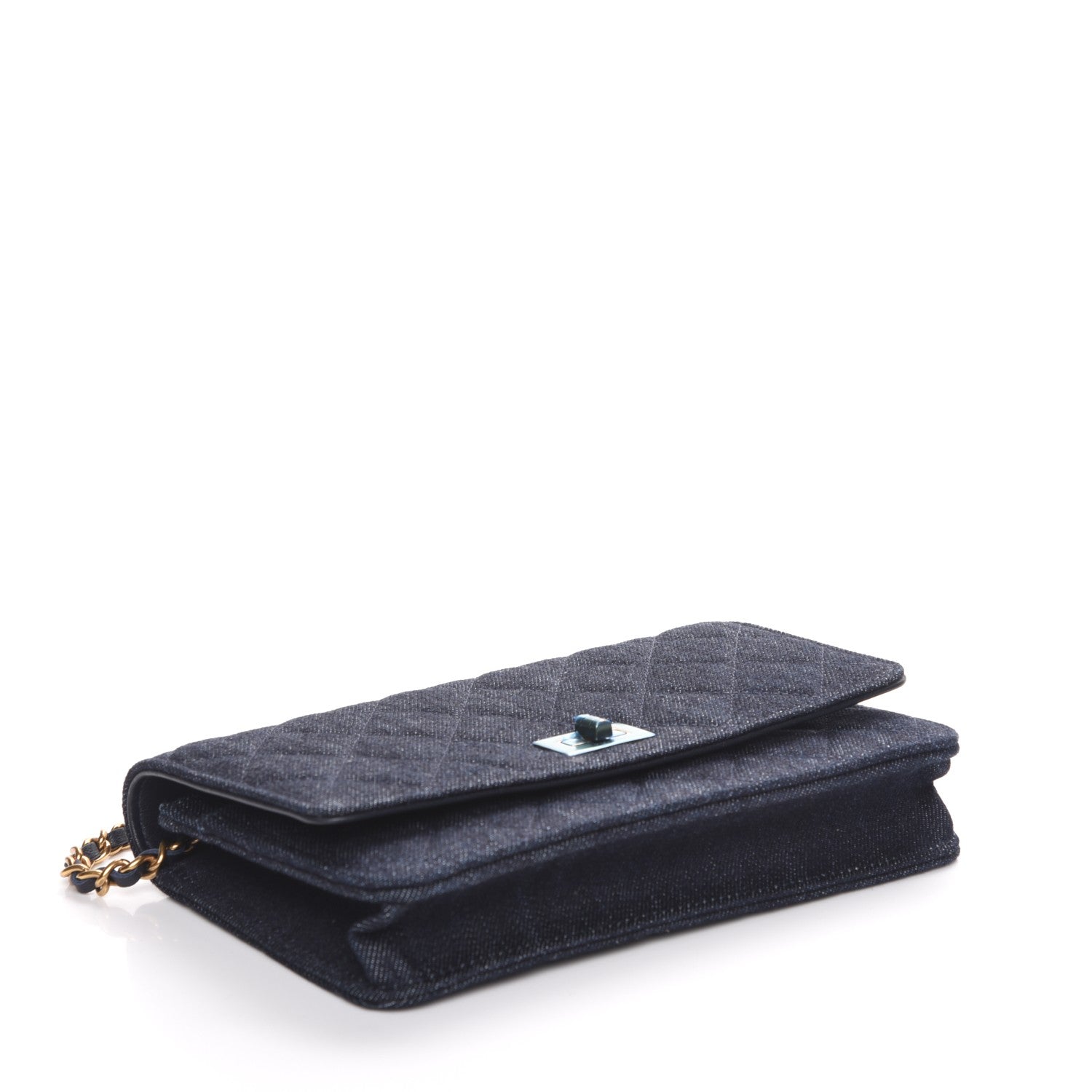 Chanel Denim Quilted Reissue Wallet On Chain WOC Dark Blue 4 of 9