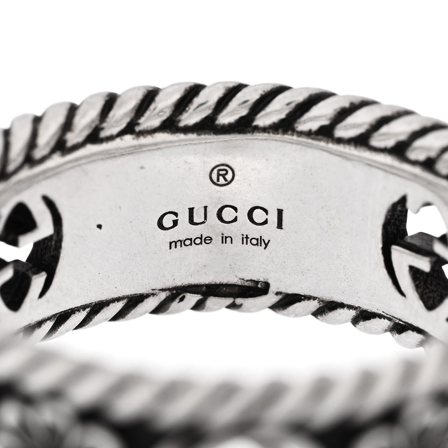 Gucci Sterling Silver Interlocking G Flower Ring 56 7.5 8 of 13
