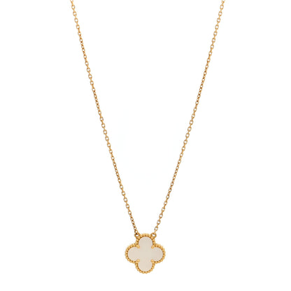 Van Cleef & Arpels 18K Yellow Gold Mother of Pearl Vintage Alhambra Pendant Necklace 1 of 5