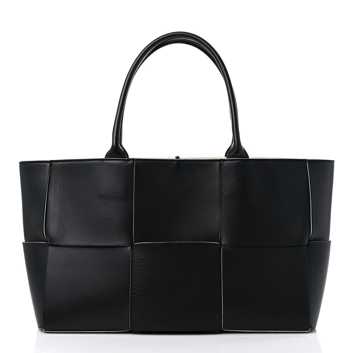 Nappa Maxi Intrecciato Arco Tote Black White