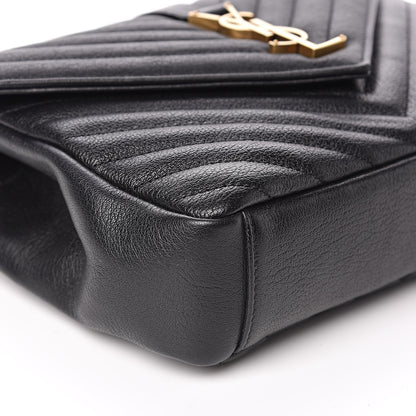 Saint Laurent Sheepskin Matelasse Chevron Monogram Medium College Bag Black 8 of 10
