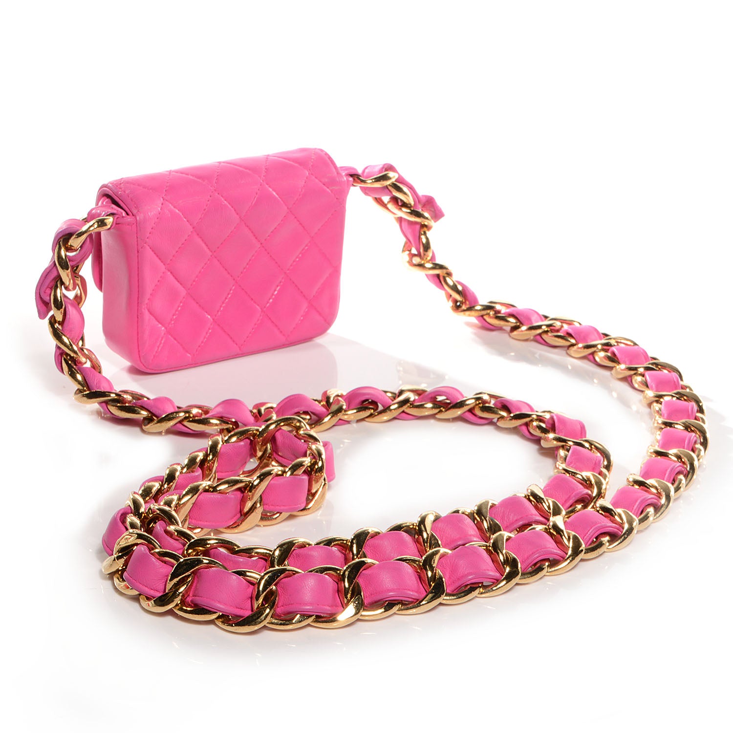 Chanel Lambskin Quilted Micro Mini Flap Hot Pink 3 of 8