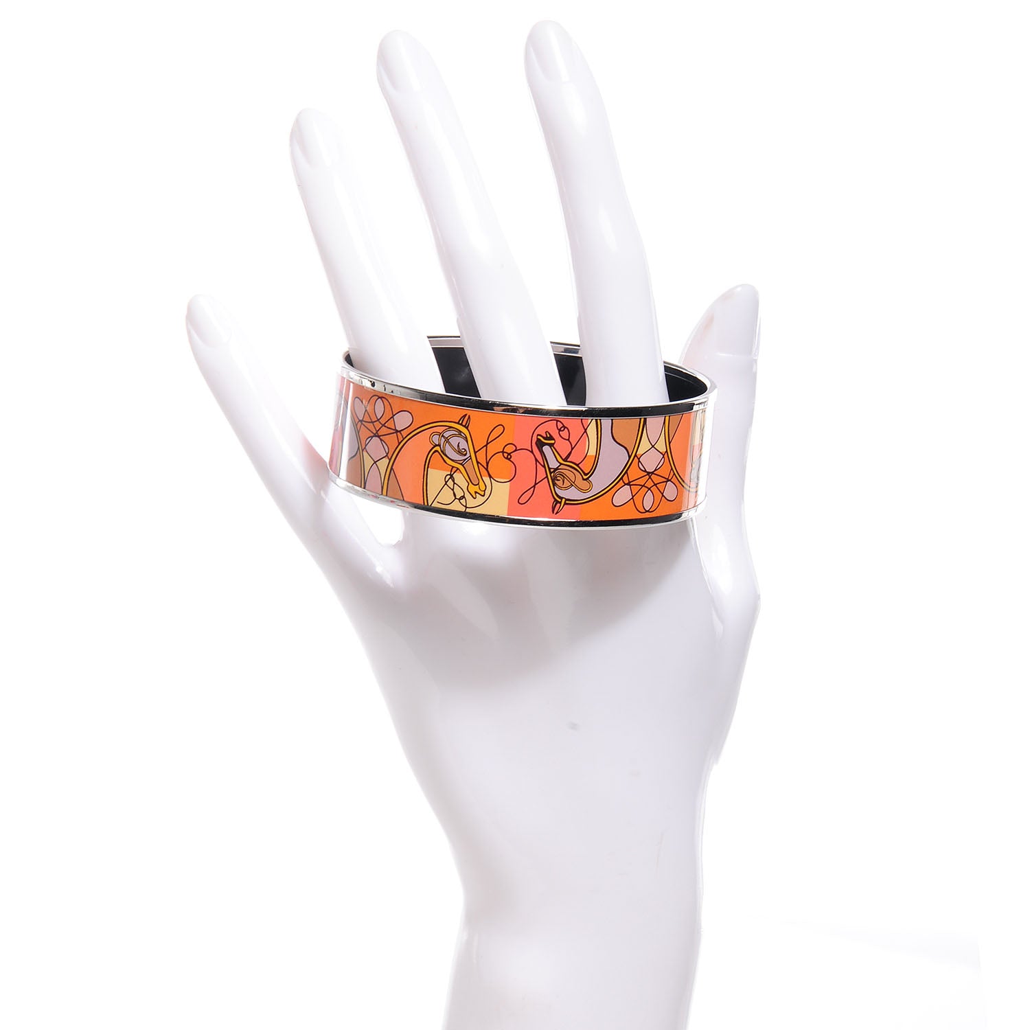 Hermes Enamel Printed Wide Coup De Fouet Bracelet 70 2 of 6