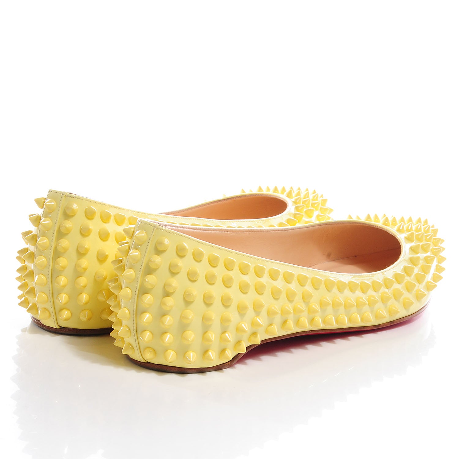 Christian Louboutin Patent Pigalle Spikes Flats 40 Lemon 4 of 8
