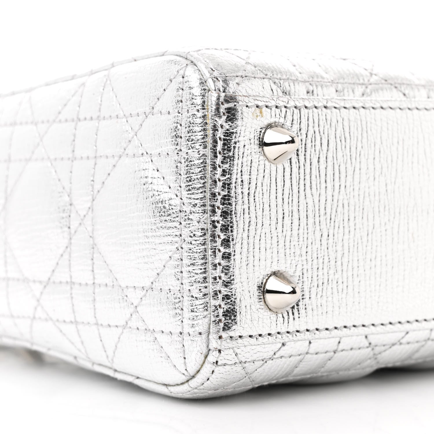 Christian Dior Metallic Grained Calfskin Cannage Small Lucky Badges My Lady Dior Silver 9 of 12