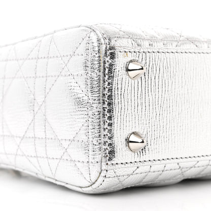 Christian Dior Metallic Grained Calfskin Cannage Small Lucky Badges My Lady Dior Silver 9 of 12