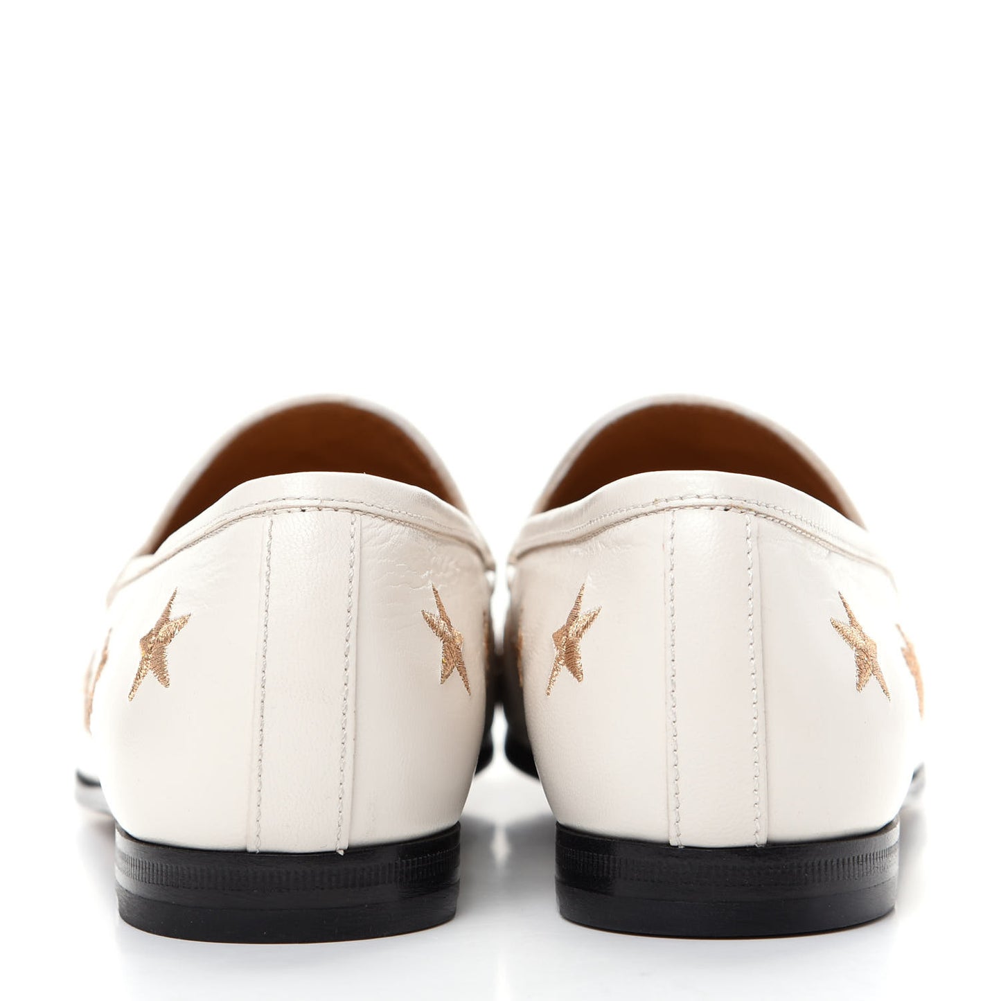 Goatskin Bee Star Embroidered Womens Jordaan Loafers 38.5 Mystic White