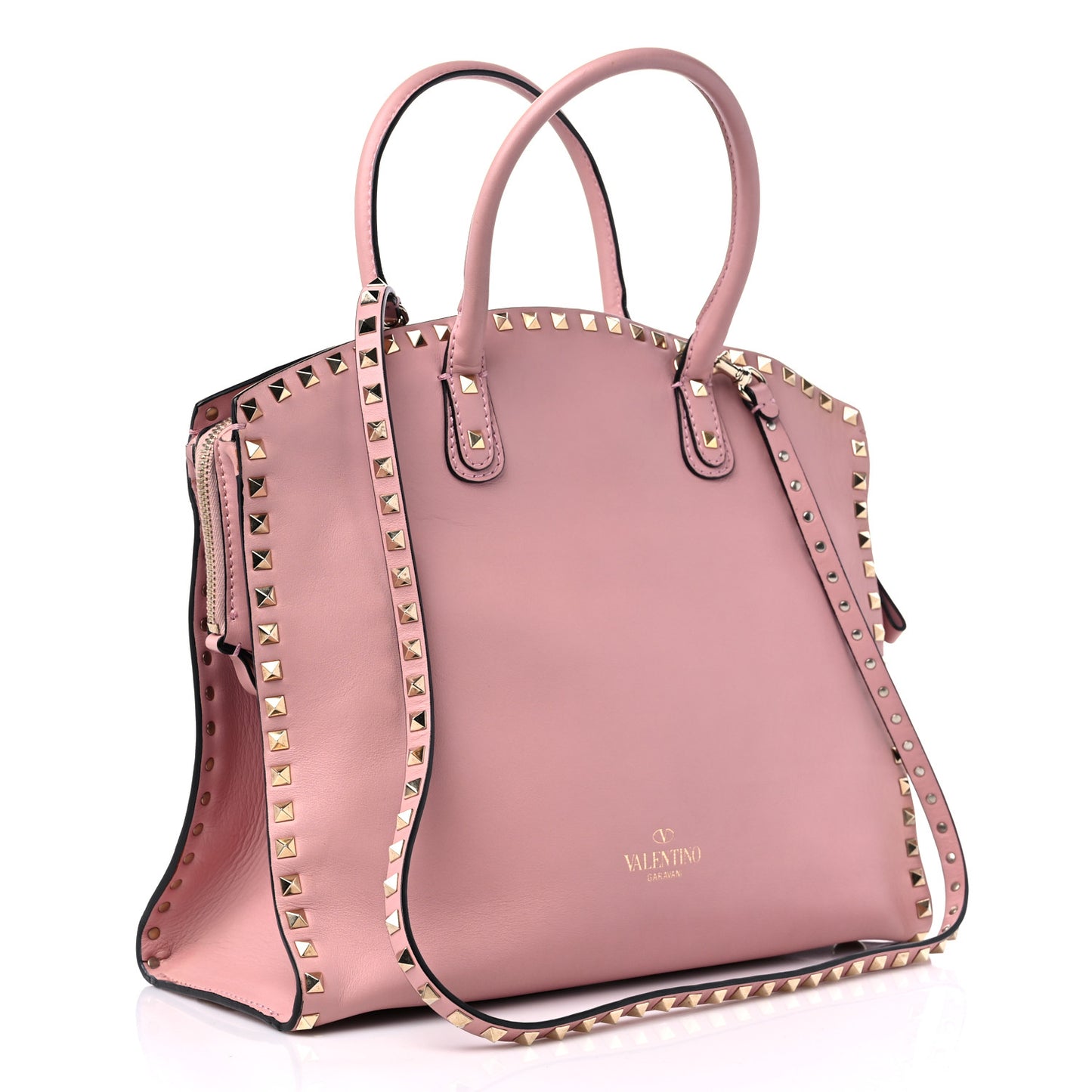Vitello Rockstud Dome Shopper Pop Gardenia