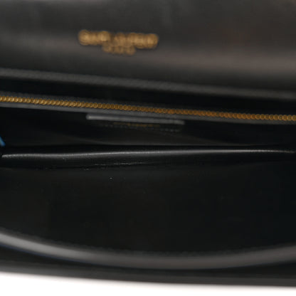 Saint Laurent Calfskin Crocodile Embossed Gaby Satchel Black 5 of 11