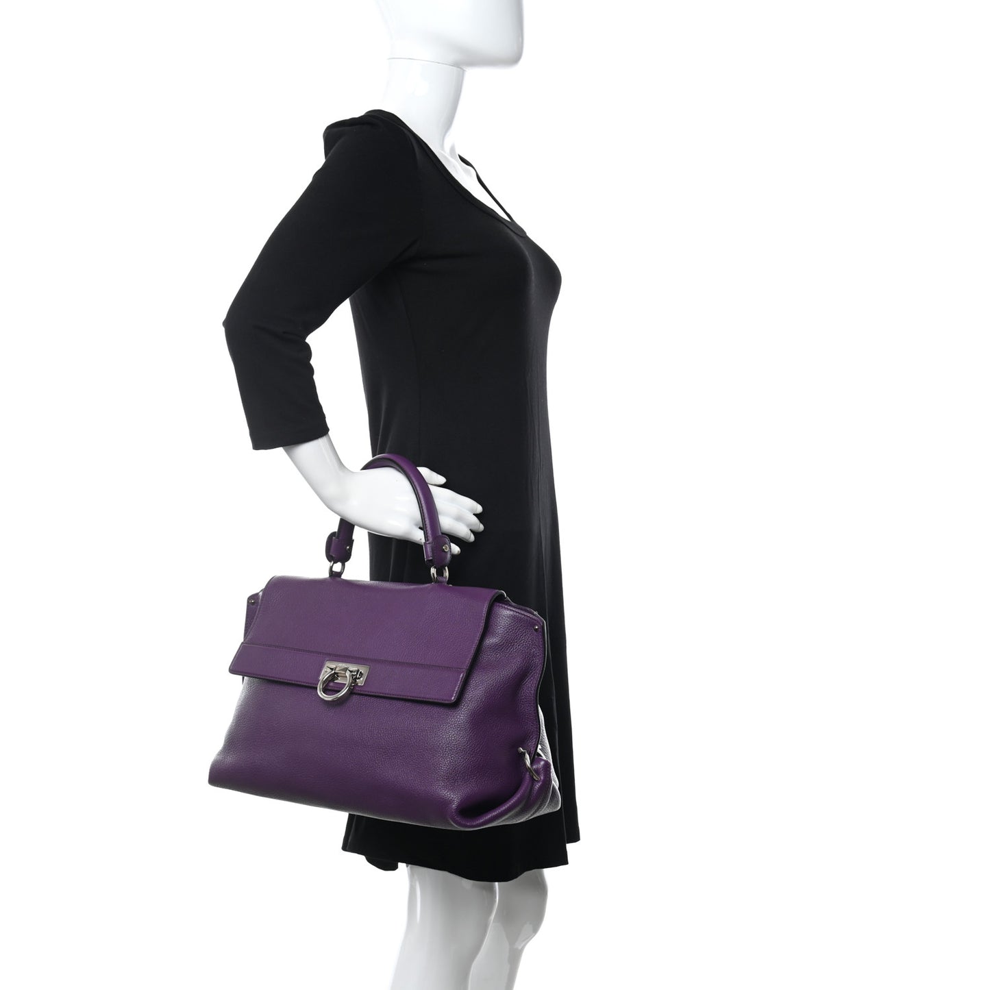 Calfskin Large Sofia Satchel Purple