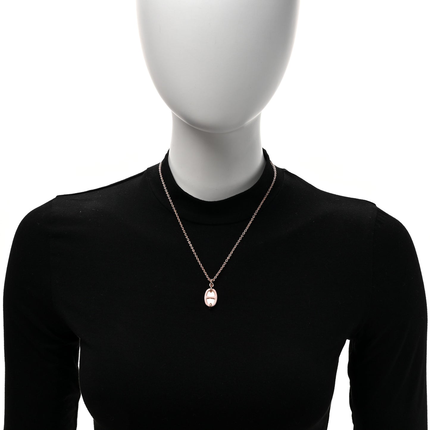Metal Enamel Mini Maillon Pendant Necklace Rose Candeur