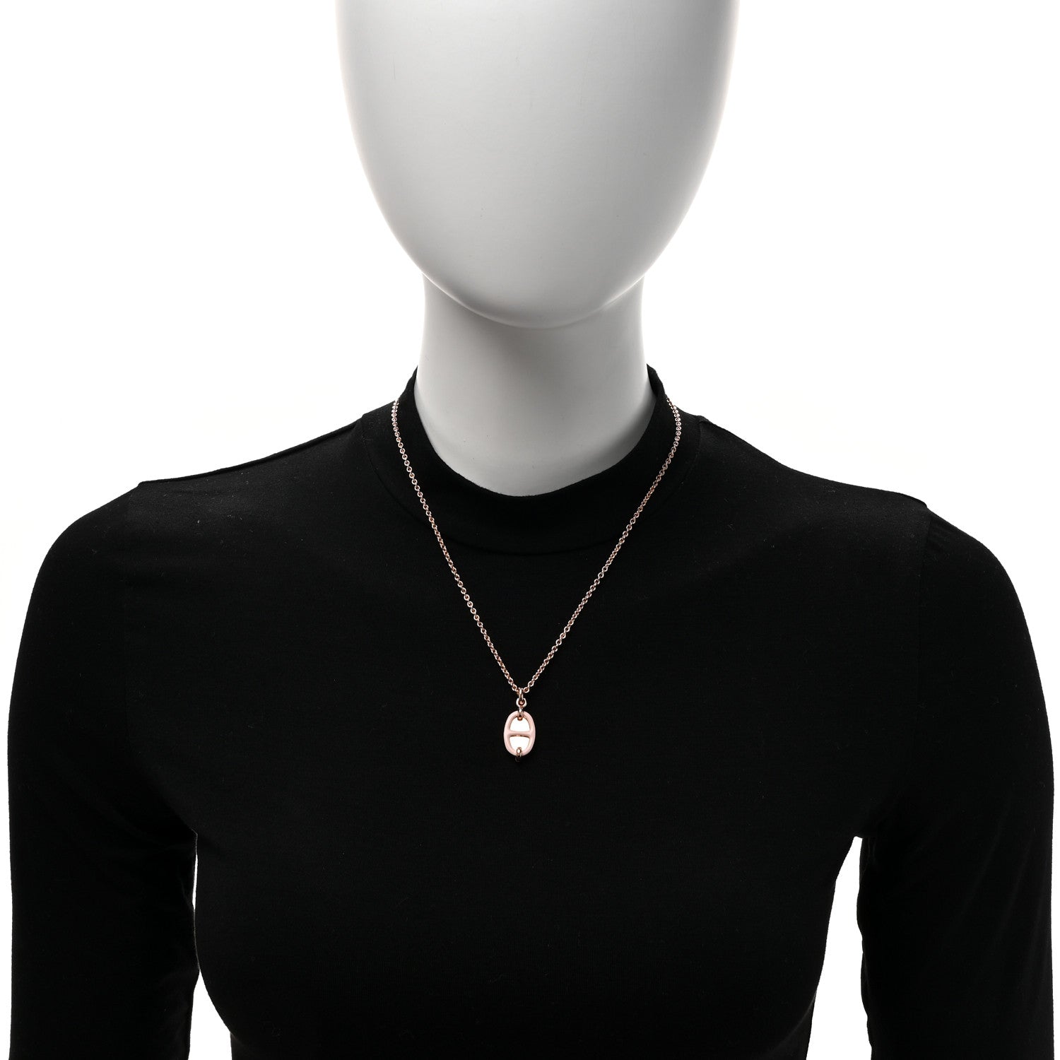 Hermes Metal Enamel Mini Maillon Pendant Necklace Rose Candeur 2 of 6