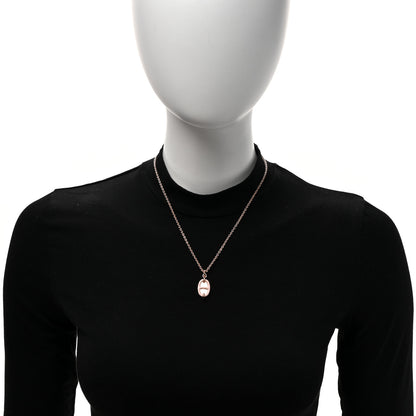Hermes Metal Enamel Mini Maillon Pendant Necklace Rose Candeur 2 of 6