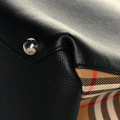 Burberry Grainy Calfskin House Check Medium Banner Tote Black 11 of 12