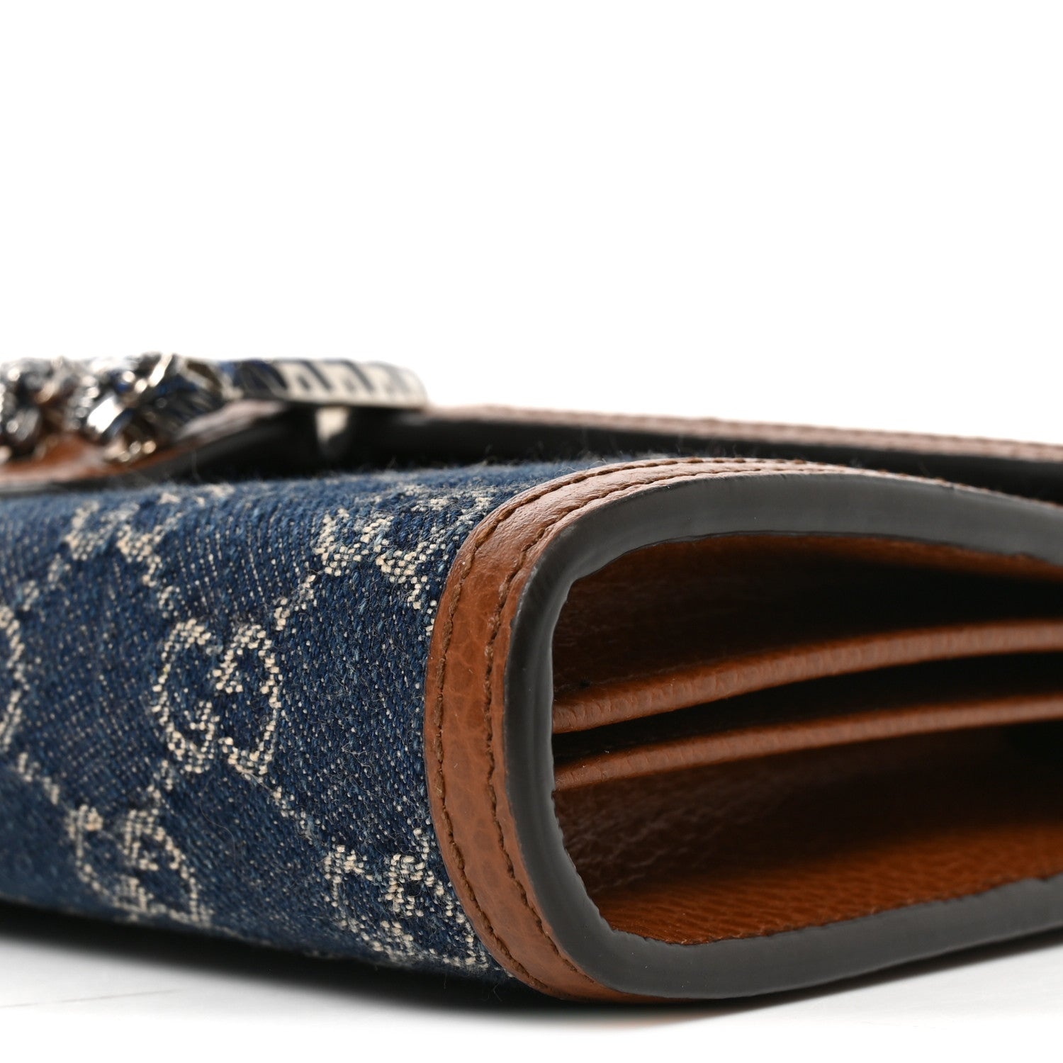 Gucci New Denim GG Monogram Dollar Calfskin Enamel Mini Dionysus Chain Wallet Blue Tea Cuir Epilog Electric Blue 10 of 10