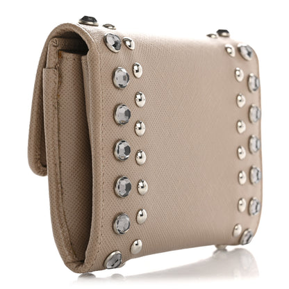 Prada Saffiano Crystal Card Holder Cammeo 3 of 12
