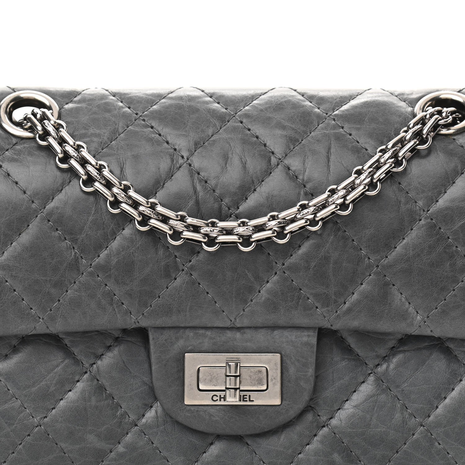 Chanel Aged Calfskin 50th Anniversary 2.55 Reissue 224 Flap Grey 8 of 11