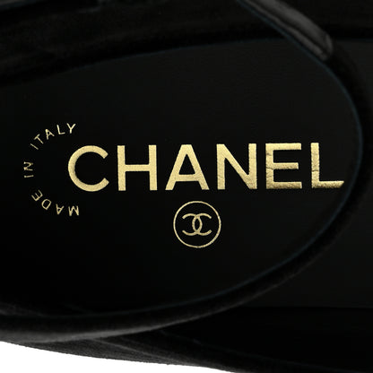 Chanel Velvet Strass CC Bow Mary Jane Flats 37.5 Black 8 of 11
